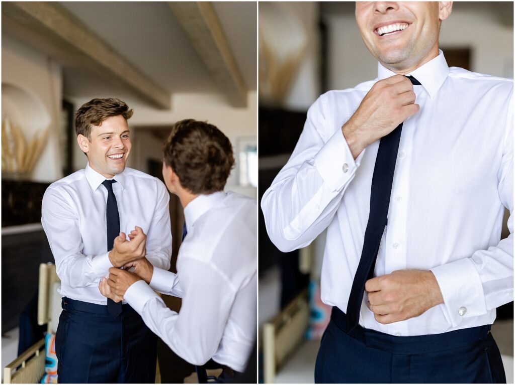 Groom getting ready at Esperanza